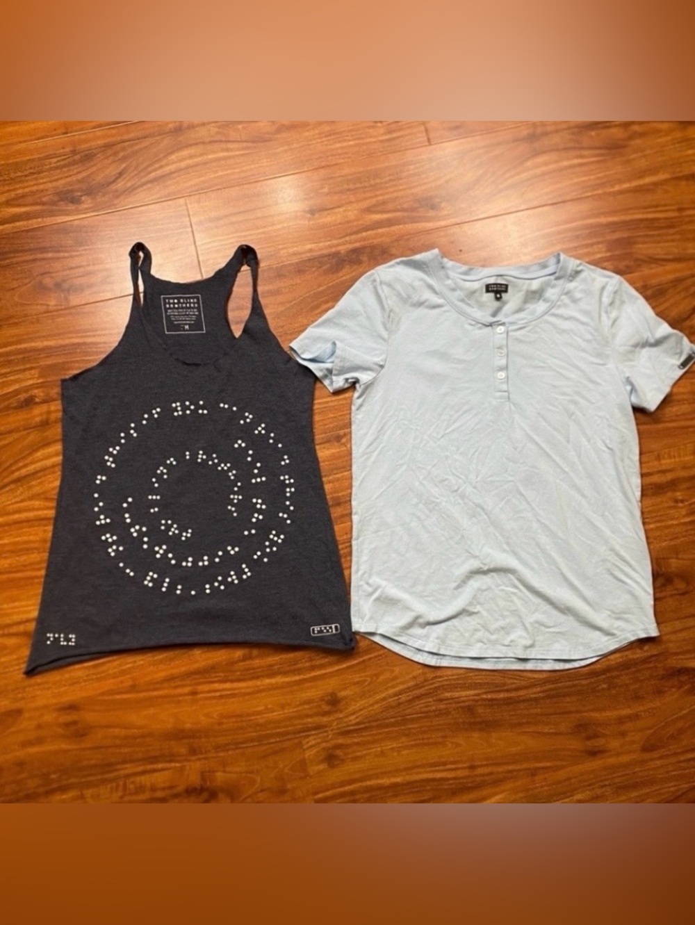 Two Blind Brothers Womens Gray Lightweight Racerback Tank + Blue T-Shirt Size M